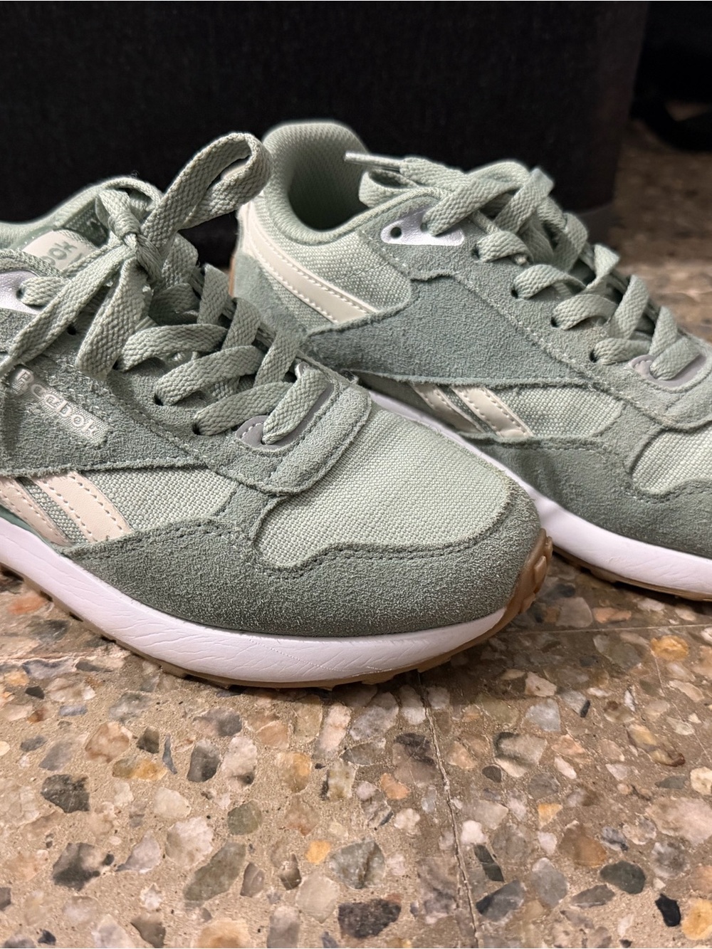Reebok Women's Mint Green Suede & Mesh Sneakers